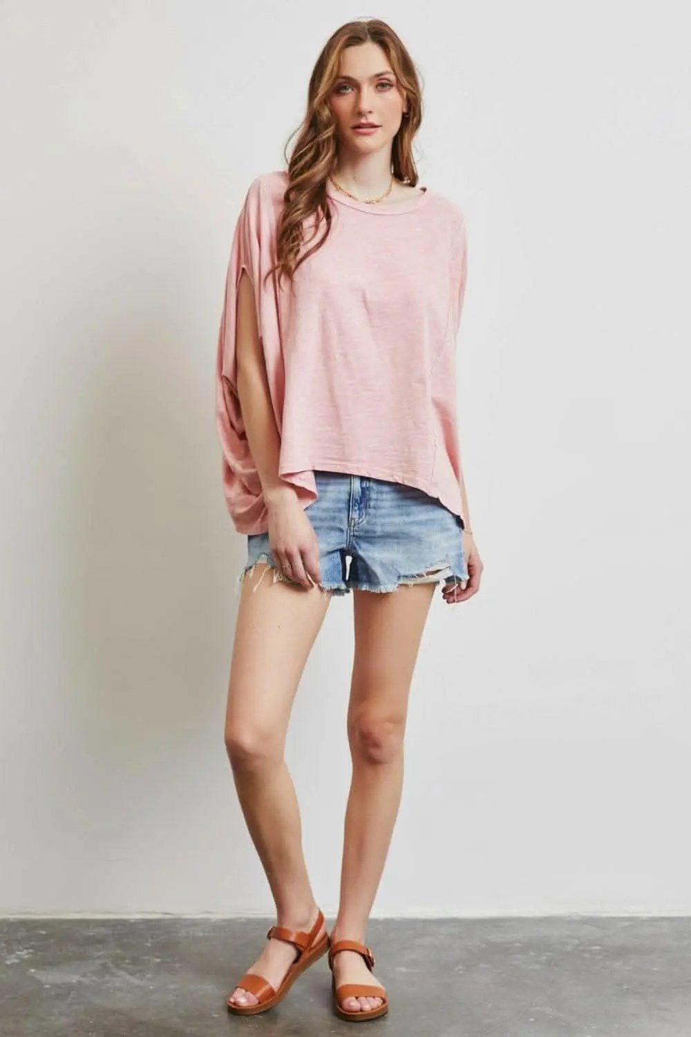 HEYSON Full Size Garment-Dyed Boat Neck Oversized Top - Love Salve